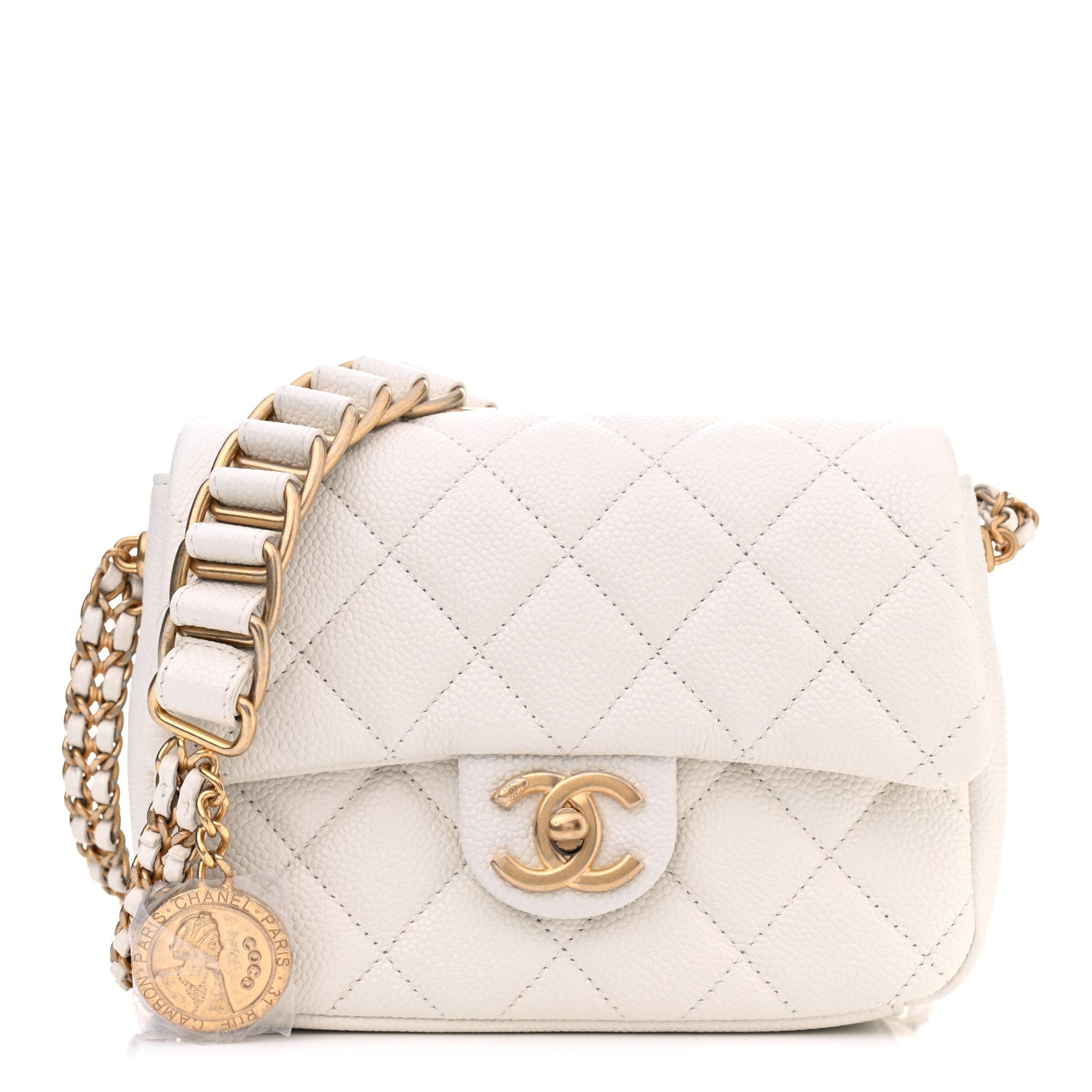 Chanel Caviar Quilted Mini Chain Soul Flap White 1 of 4
