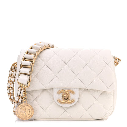 Chanel Caviar Quilted Mini Chain Soul Flap White 1 of 4