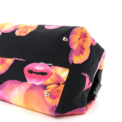 Christian Dior Patent Crystal Embellished Canvas Lips Print Tote Black Multicolor 18 of 26