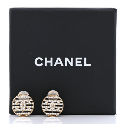 Chanel Crystal CC Round Clip On Earrings Gold 5 of 5