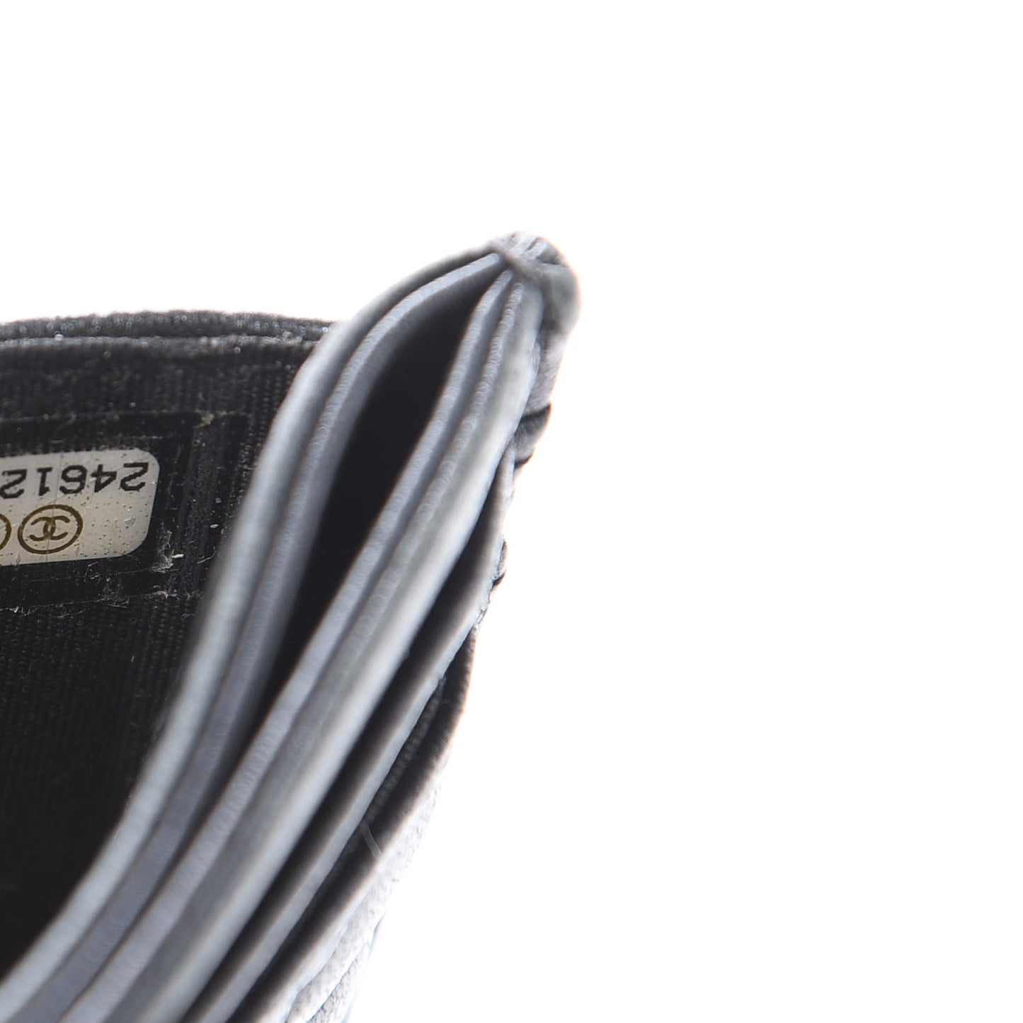 Lambskin Camellia Embossed Card Holder Black