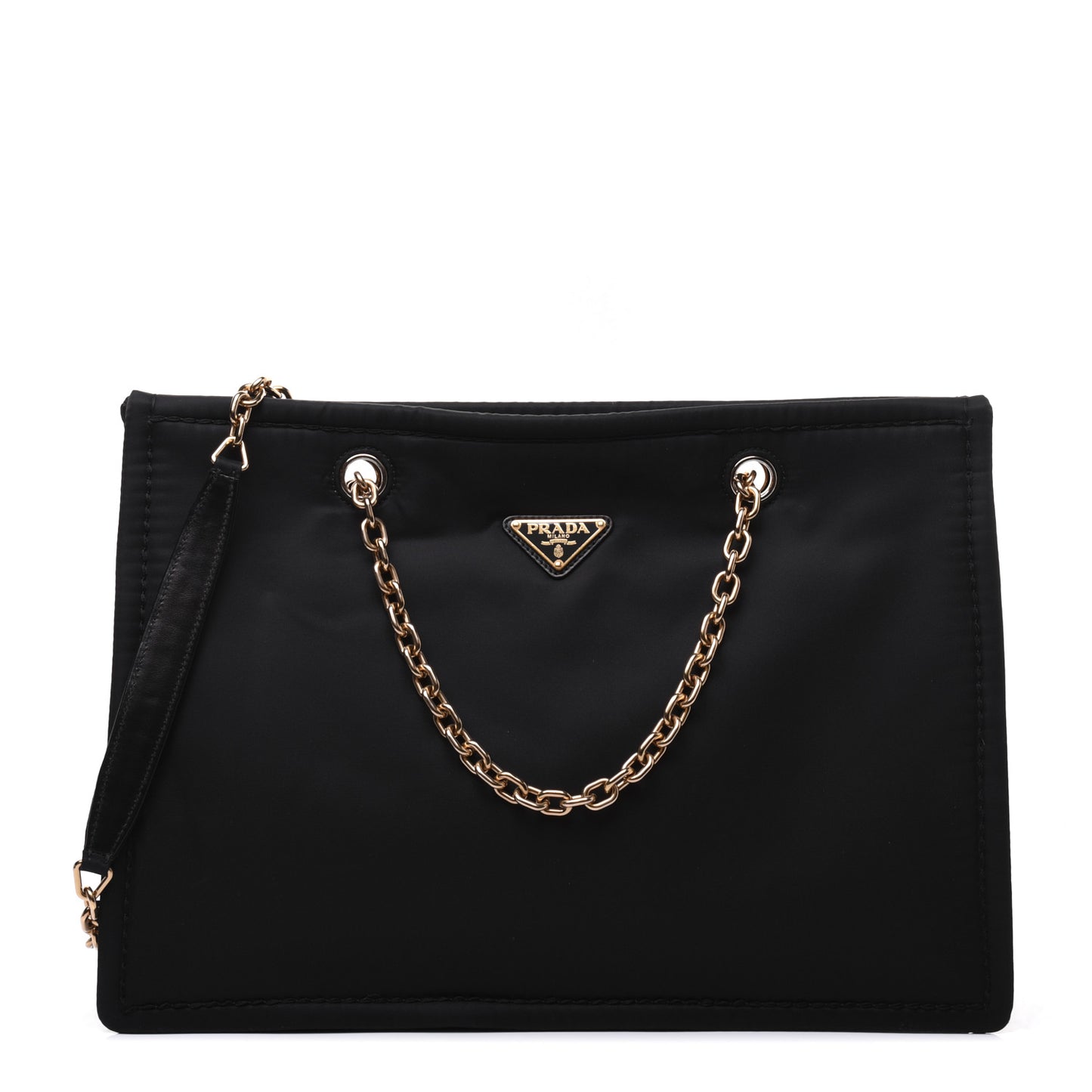 Tessuto Nylon Chain Shoulder Bag Black