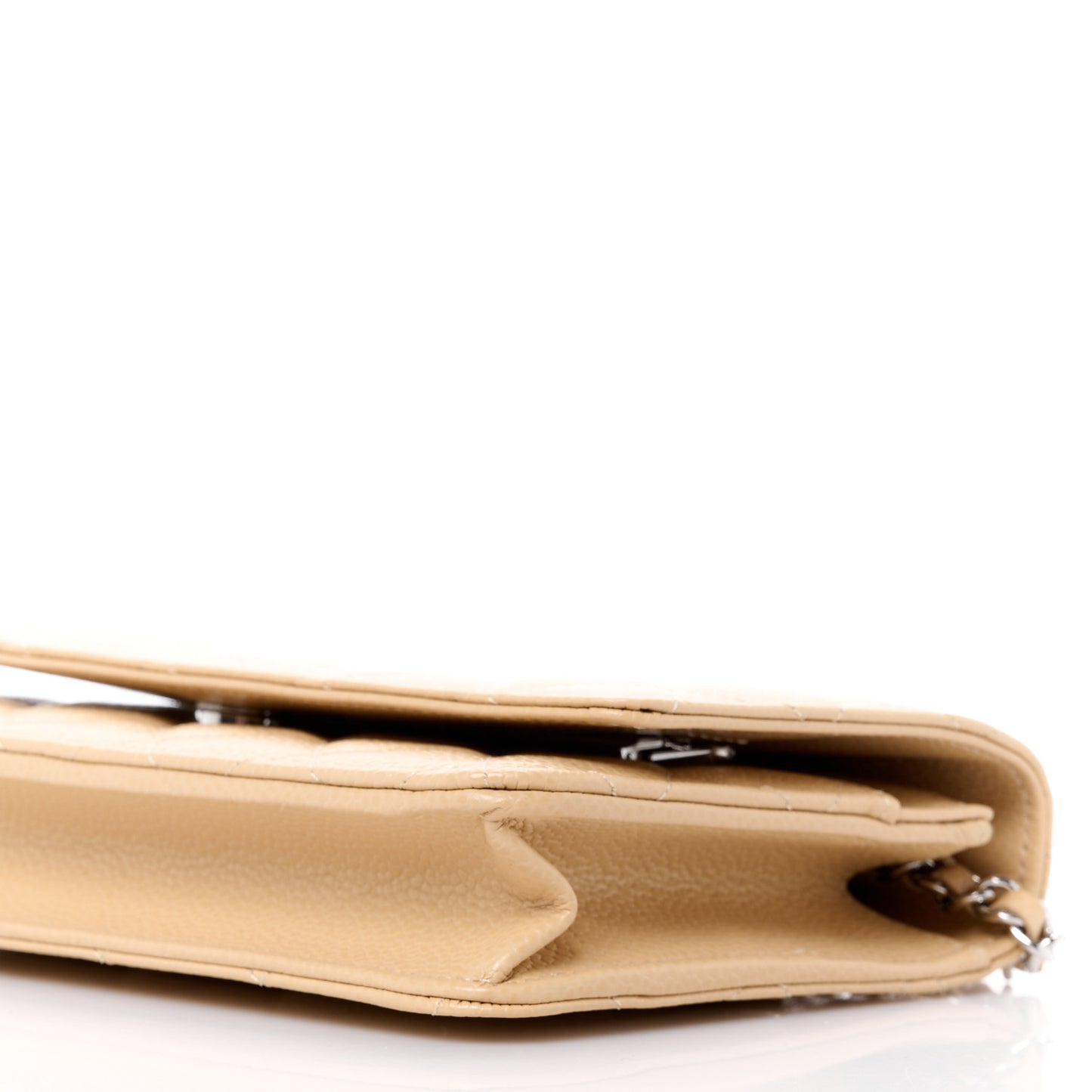 Caviar Quilted Wallet on Chain WOC Beige
