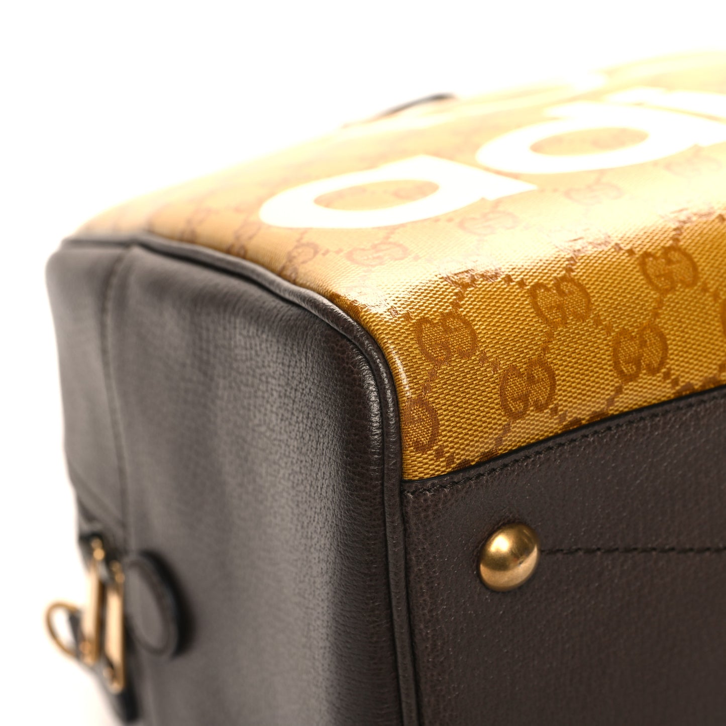 X ADIDAS Crystal Vintage Monogram Textured Dollar Calfskin Web Trefoil Logo Large Duffle Bag Mid Natural Nut Off White New Acero