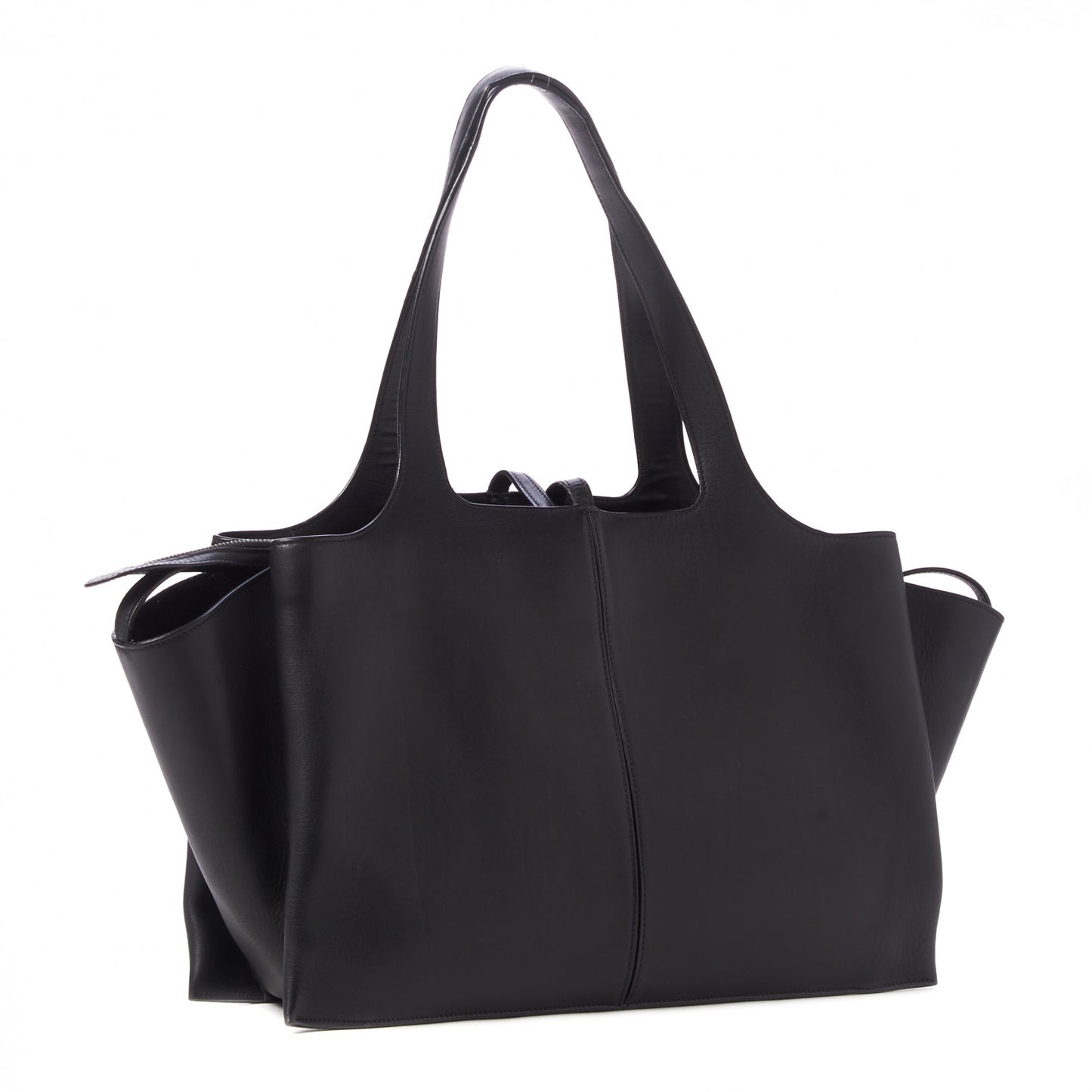 Baby Grained Calfskin Medium Tri-Fold Bag Black