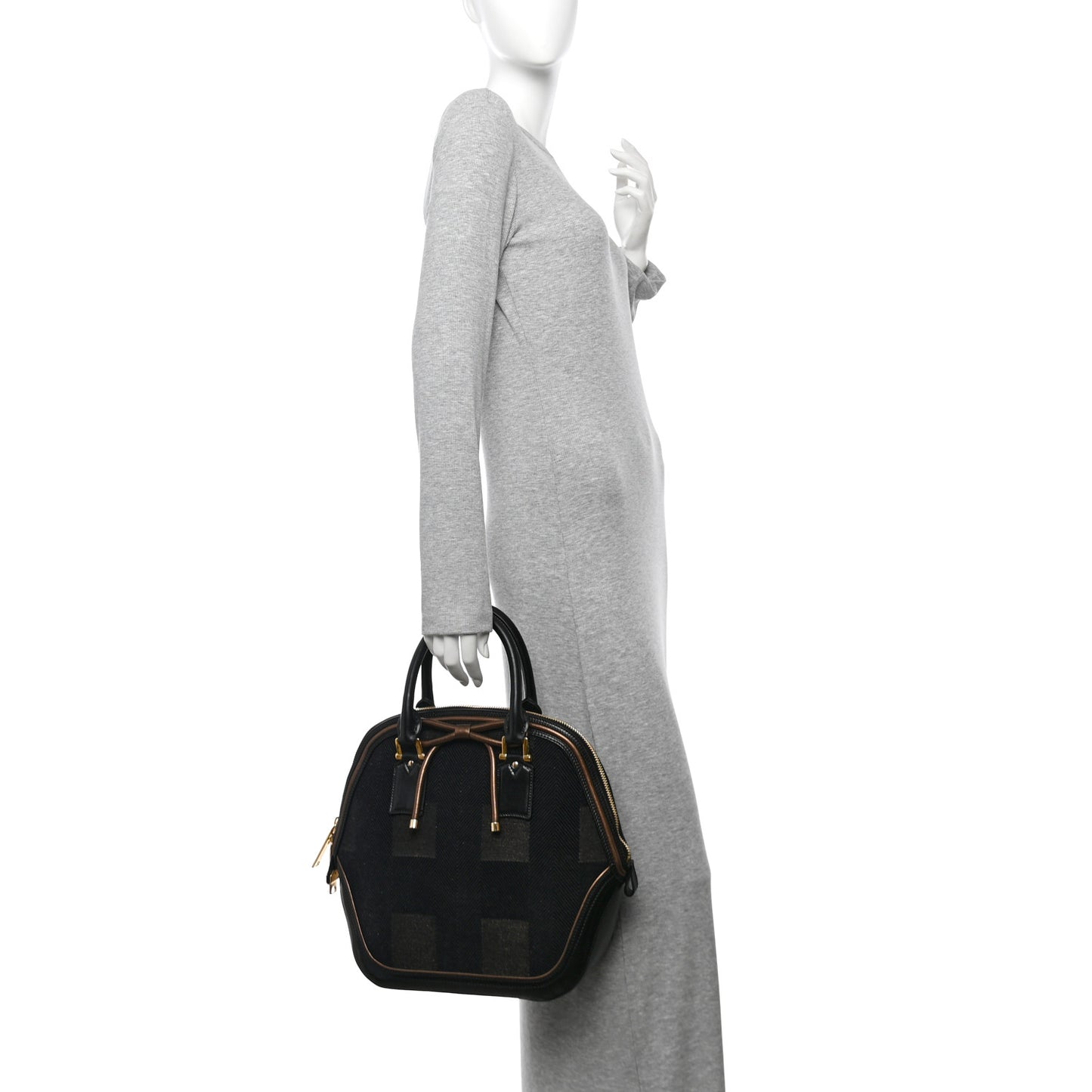 Prorsum Check Jacquard Orchard Bowling Bag Gold Black