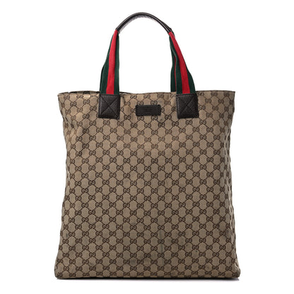 Gucci GG Monogram Large Web Handle Vertical Tote Dark Brown 1 of 16