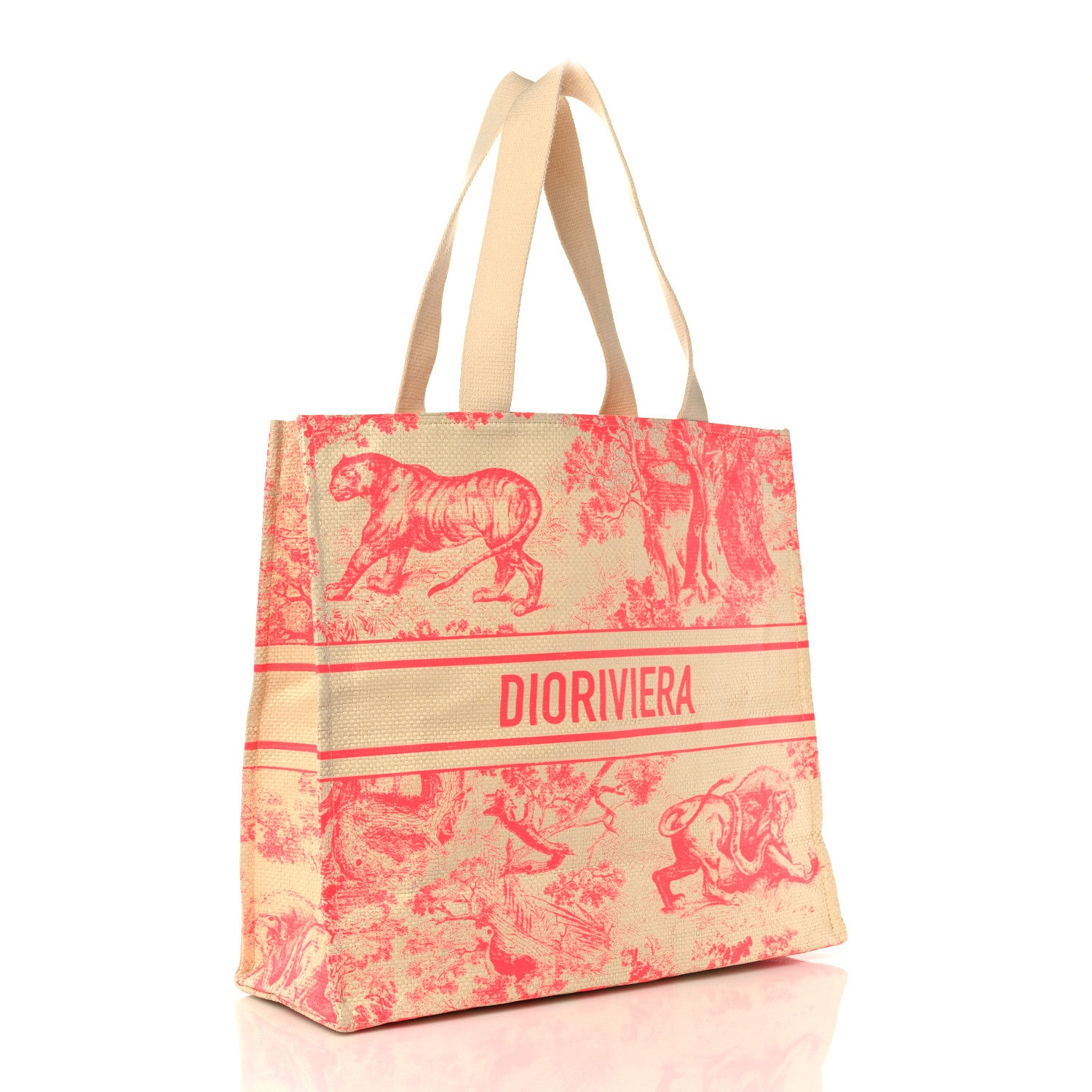 Christian Dior Straw Dioriviera Tote Pink 3 of 9