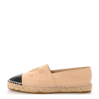Chanel Lambskin CC Espadrilles 40 Beige Black 1 of 7