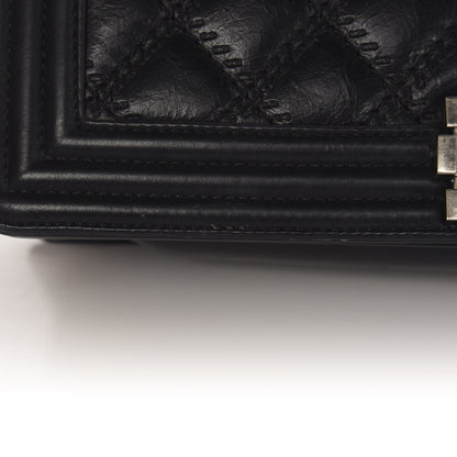 Chanel Calfskin Embossed Stitch Large Boy Flap Black 9 of 12