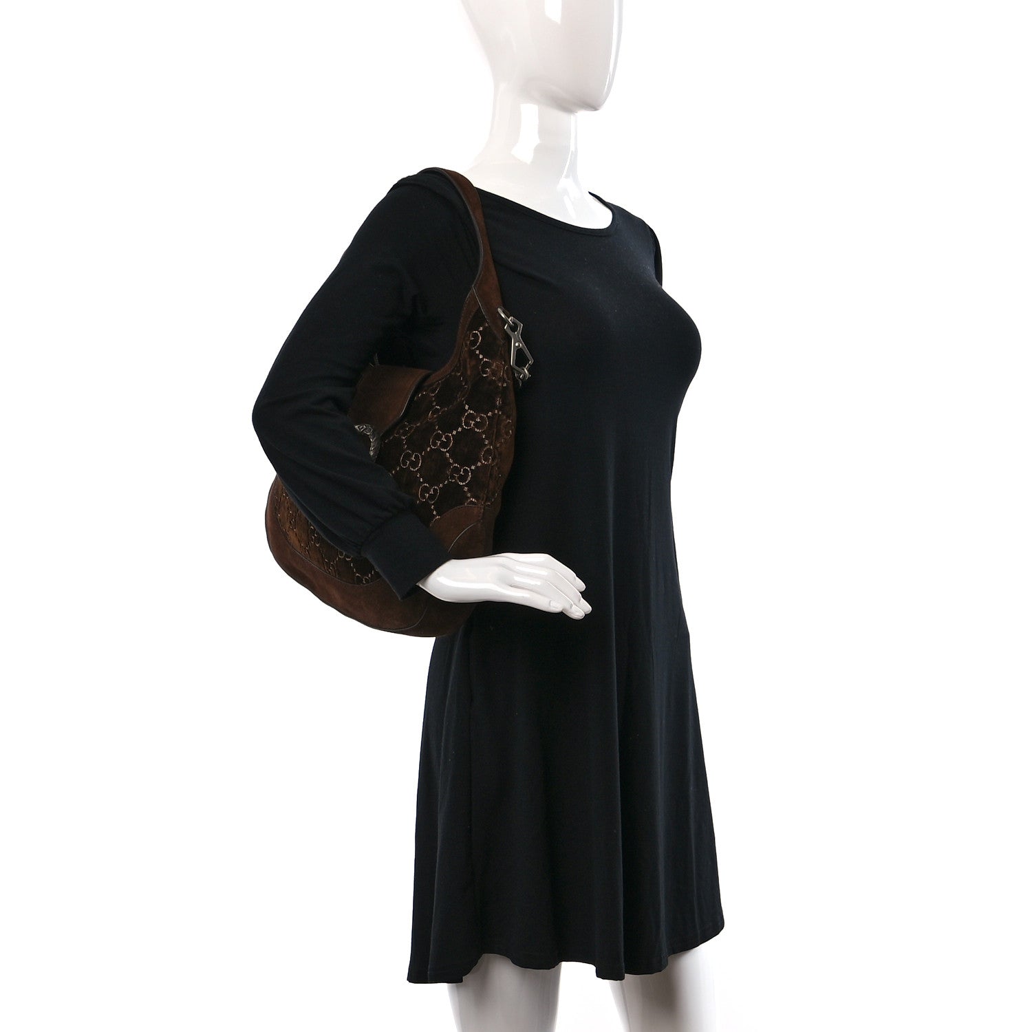 Gucci Velvet GG Monogram Web Medium Dionysus Hobo Brown 2 of 9