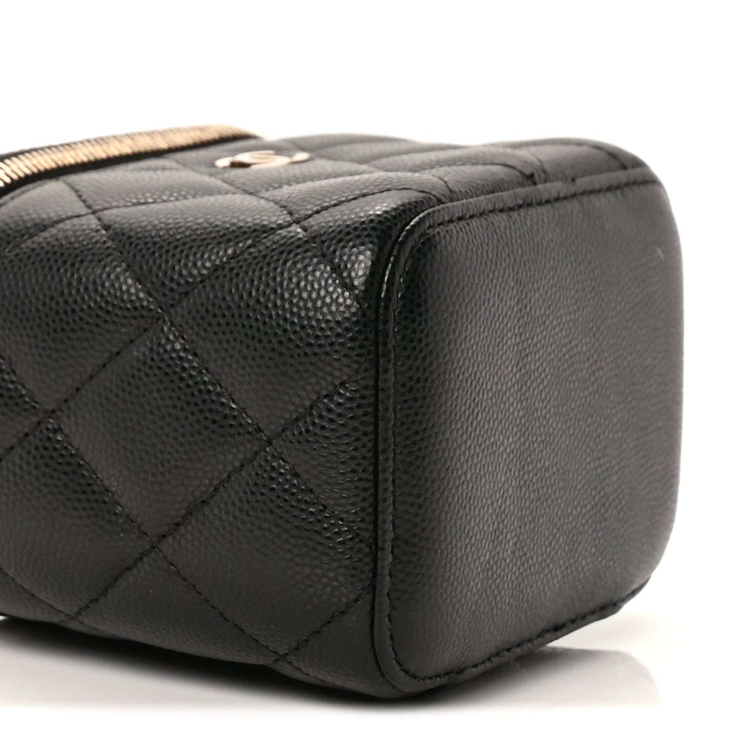 Caviar Quilted Mini Vanity Case With Chain  Black