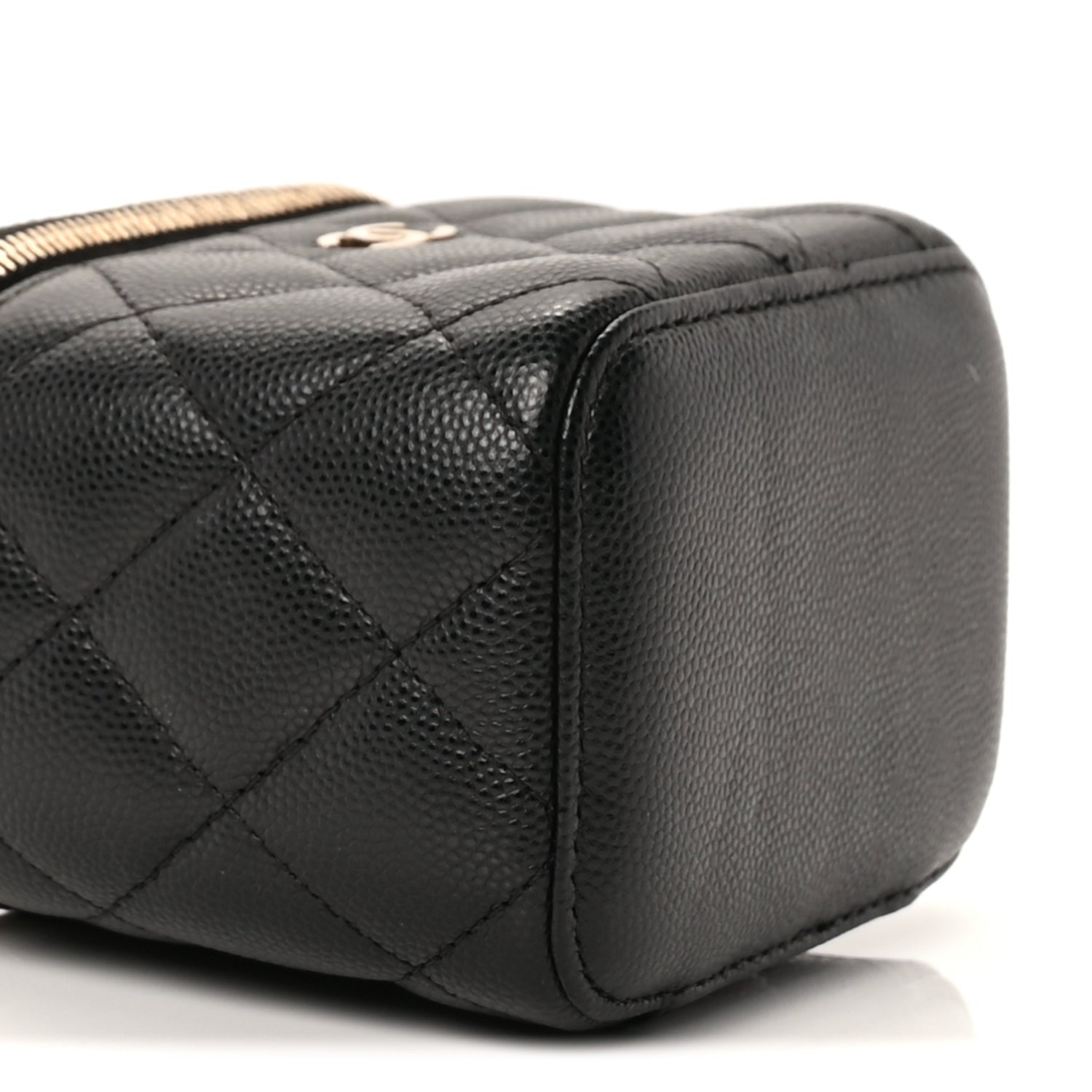 Chanel Caviar Quilted Mini Vanity Case With Chain  Black 7 of 8