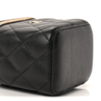 Chanel Caviar Quilted Mini Vanity Case With Chain  Black 7 of 8