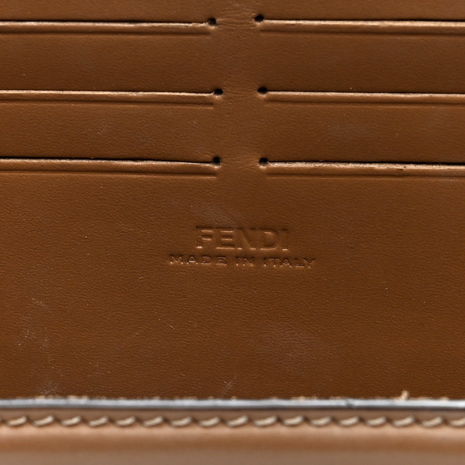 Fendi Recycled Fabric Jacquard Vitello King FF 1974 Baguette Soft Trunk Phone Pouch Tobacco Moro Sand 6 of 7