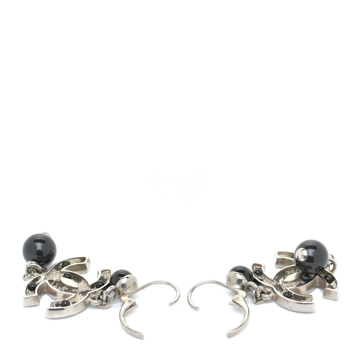 Ruthenium Bead CC Drop Earrings Black