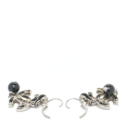 Chanel Ruthenium Bead CC Drop Earrings Black 3 of 4