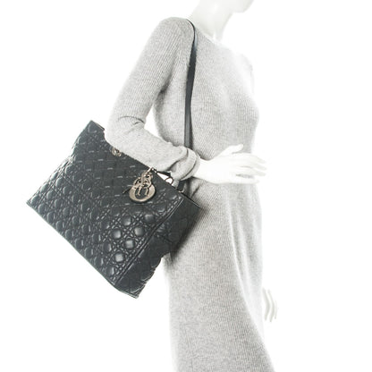 Christian Dior Lambskin Cannage Large Lady Dior Grey 2 of 11