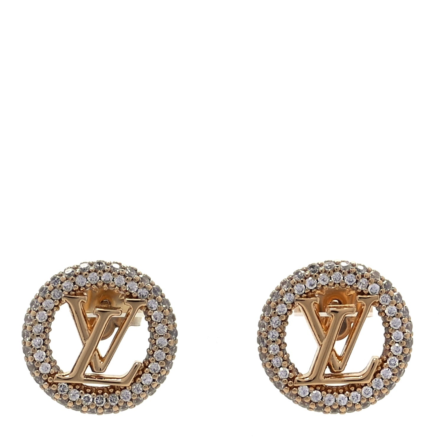 Louis Vuitton Metal Crystal Louise By Night Earrings Gold 1 of 5