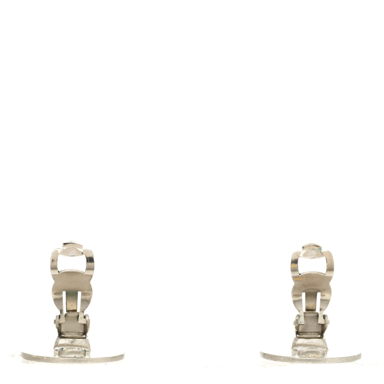 Chanel Logo Clip On Earrings Silver 3 of 4