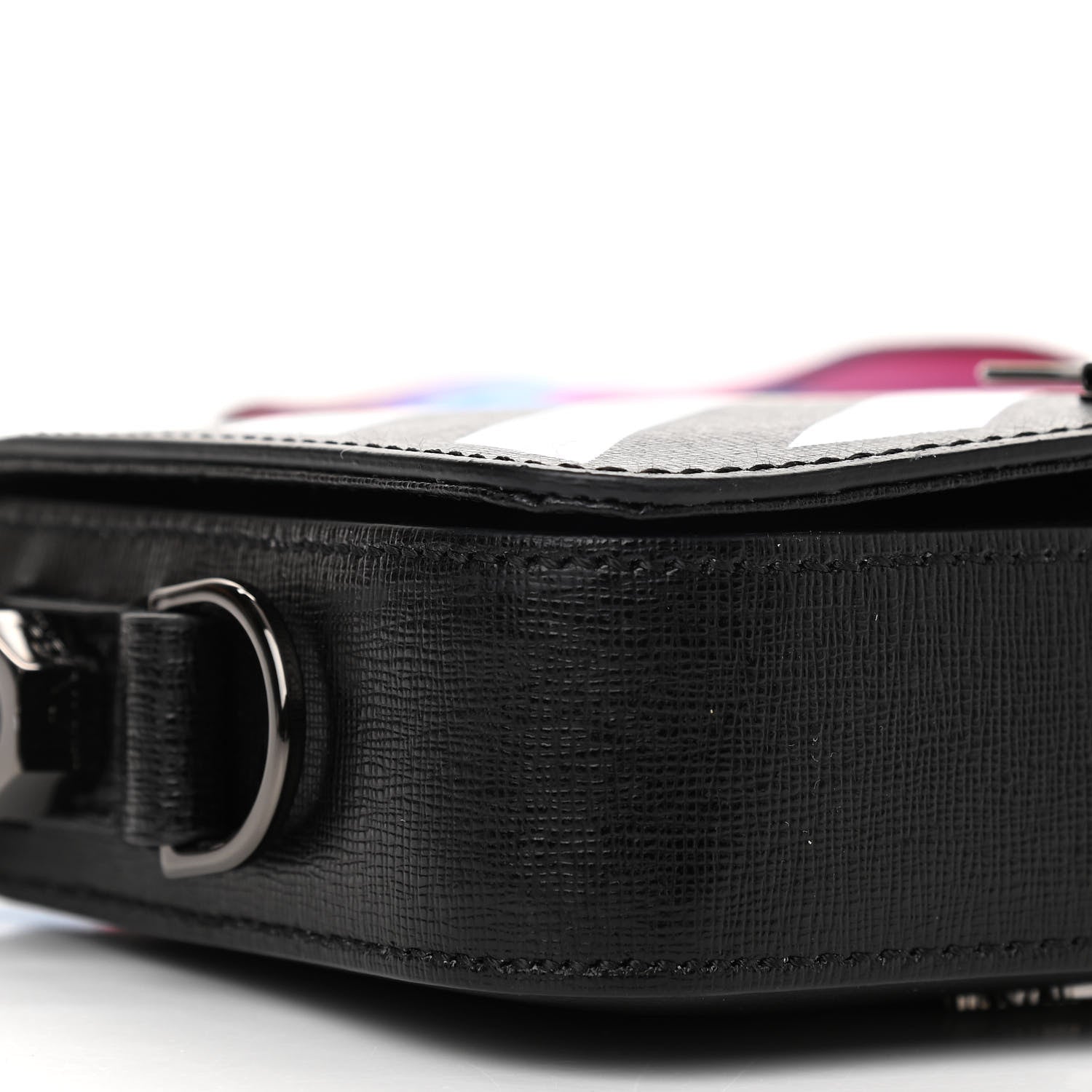 Off-White Saffiano Striped Mini Diag Binder Clip Bag Black White Indus 9 of 13