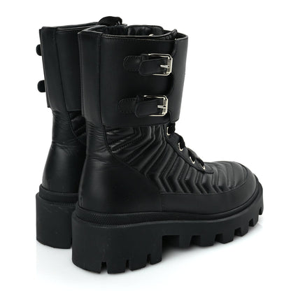 Gucci Nappa Frances GG Matelasse Platform Combat Boots 37 Black 4 of 8