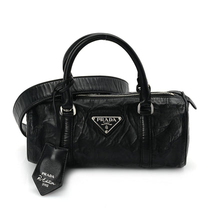 Prada Nappa Antique Re-Edition 2002 Barrel Shoulder Bag  Black 1 of 8