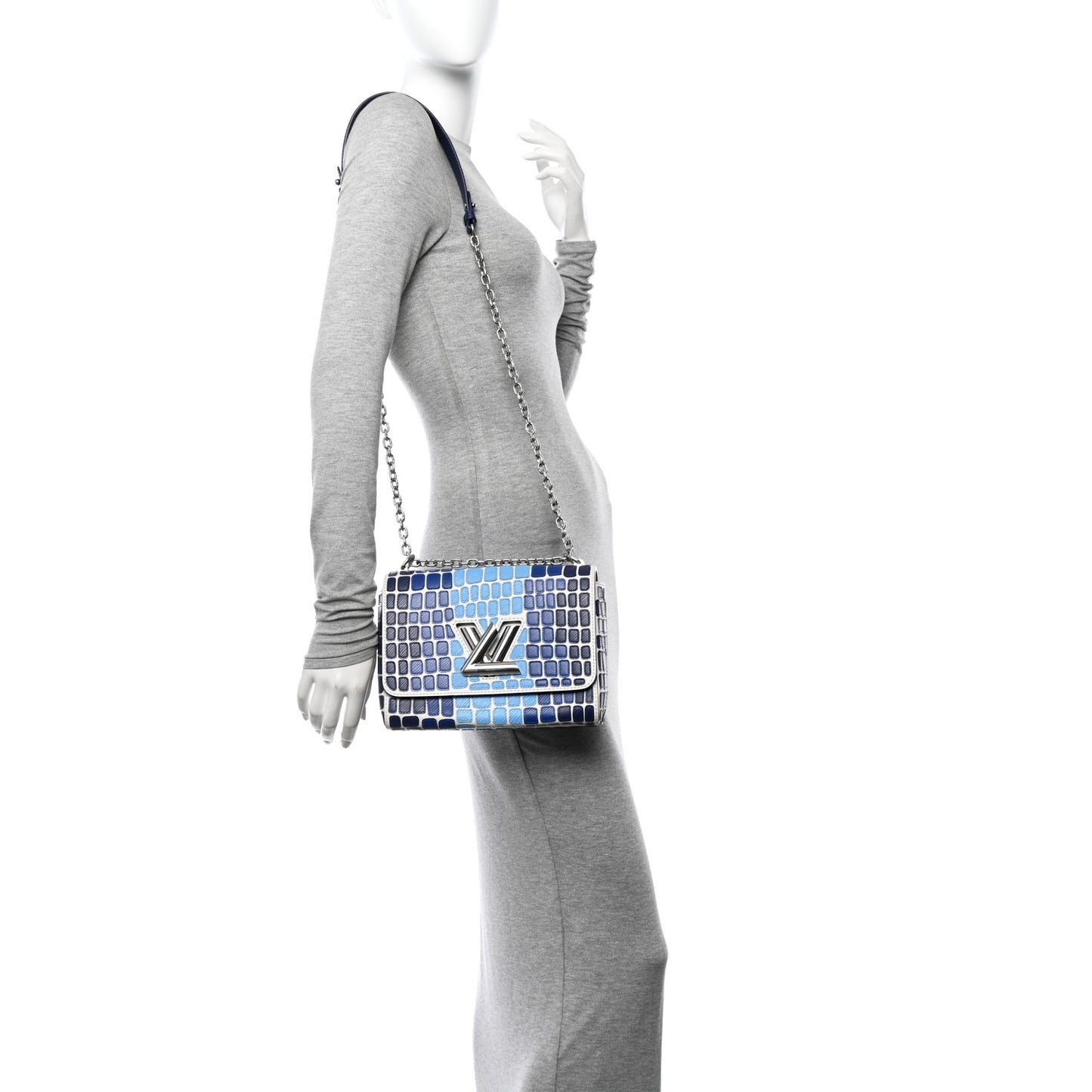 Epi Savane Twist Shoulder Bag MM Blue
