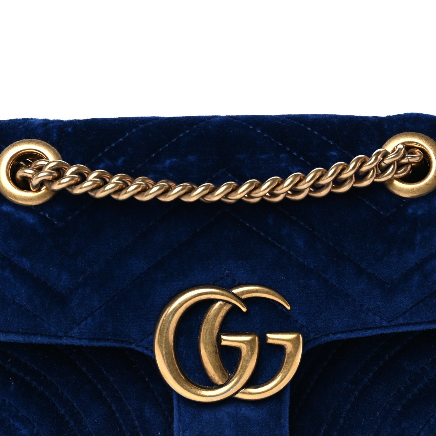 Gucci Velvet Matelasse Mini GG Marmont Shoulder Bag  Cobalt Blue 6 of 8