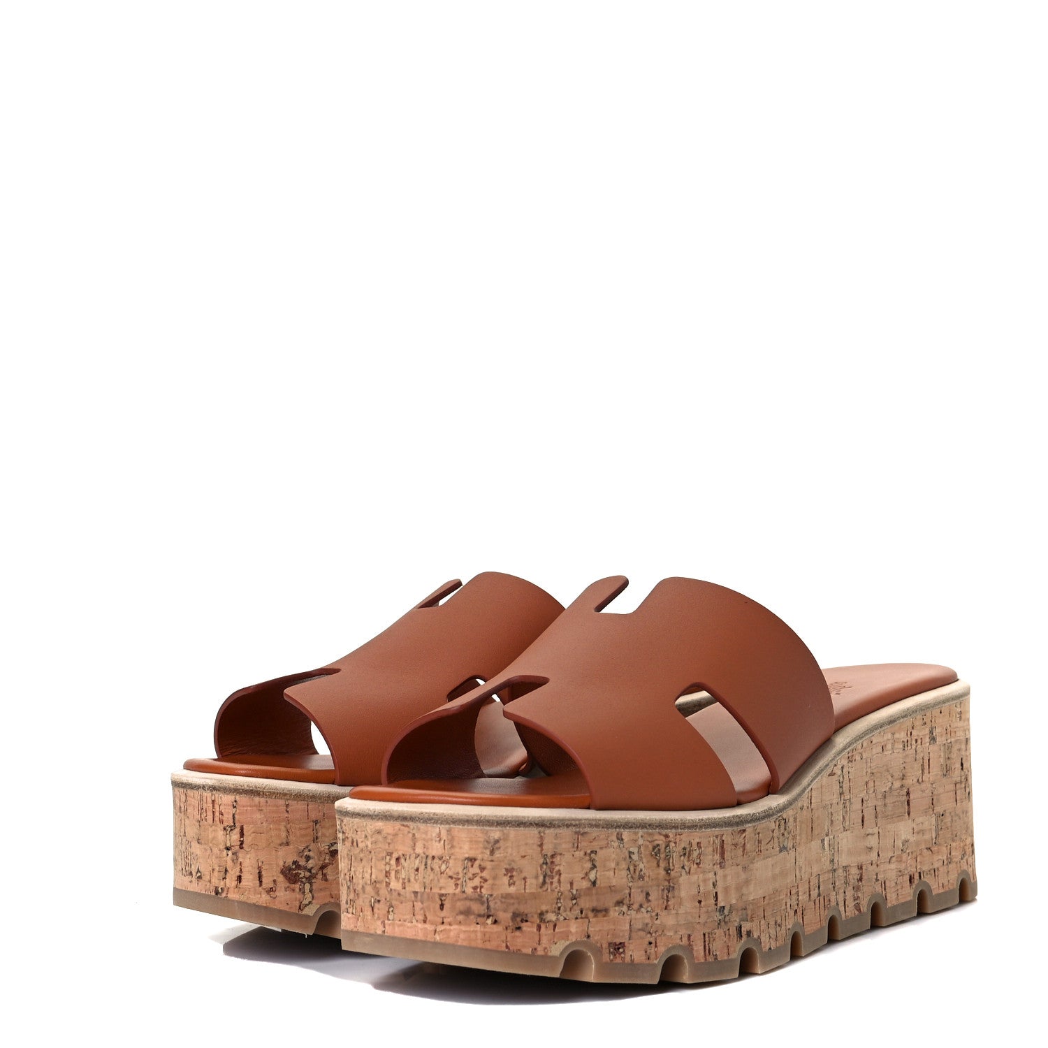 Hermes Calfskin Cork Eze 30 Sandals 37 Marron Glaise 2 of 8