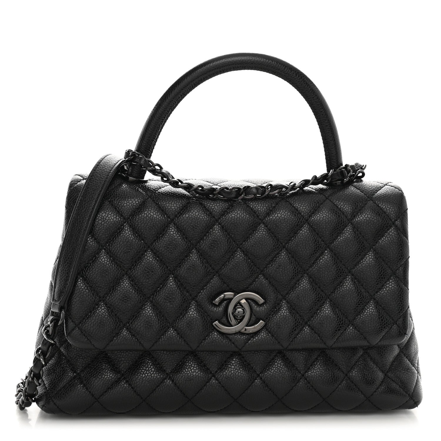 Chanel Caviar Quilted Small Coco Handle Flap So Black 1 of 12