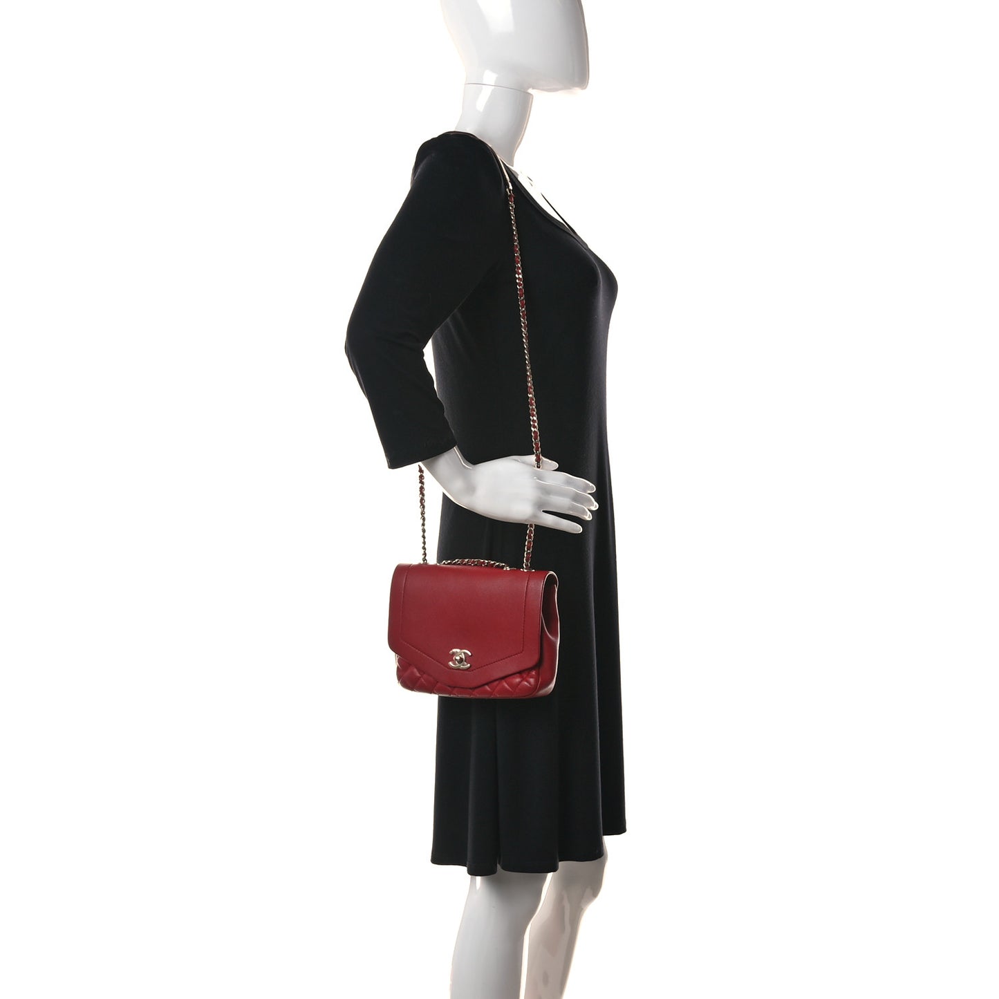 Calfskin Quilted Flap Red