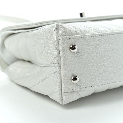 Chanel Iridescent Caviar Chevron Quilted Mini Coco Handle Flap White 6 of 10