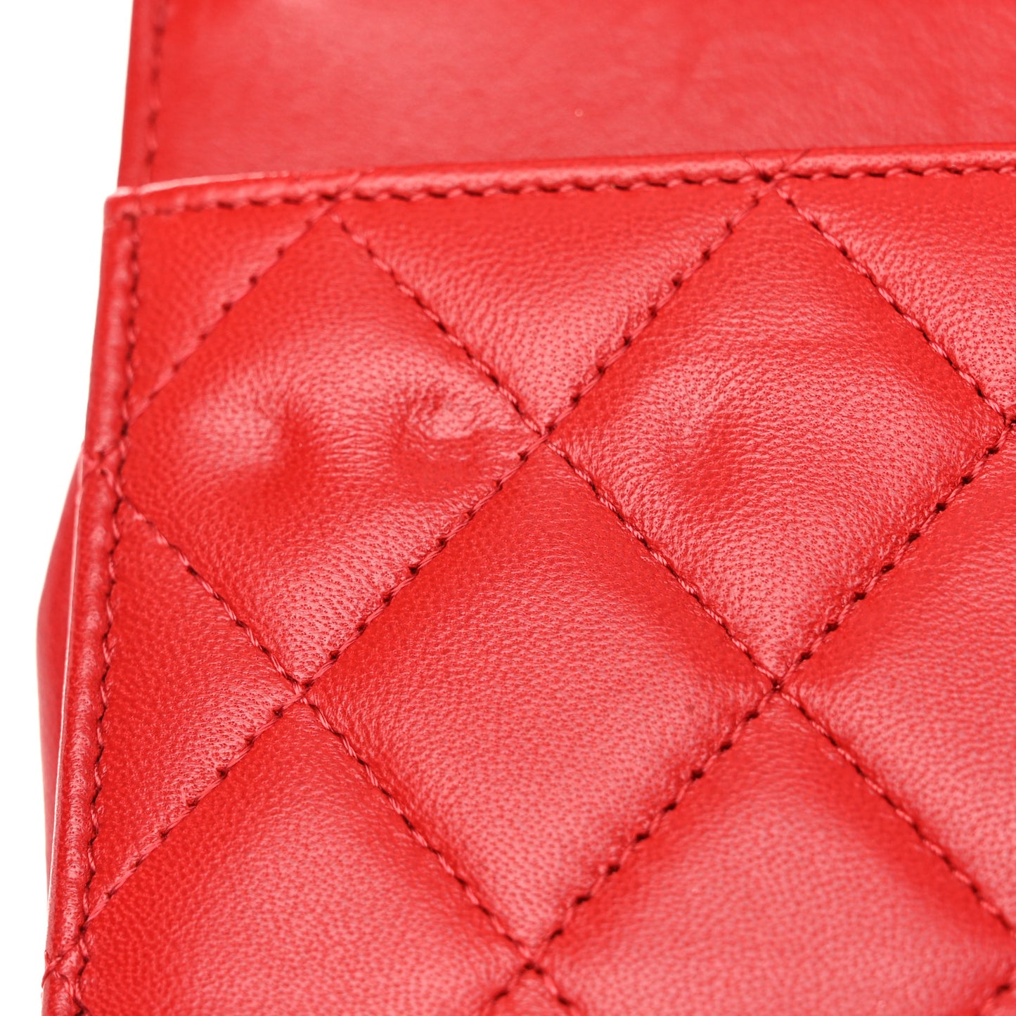 Lambskin Quilted Trendy CC Wallet On Chain WOC Red