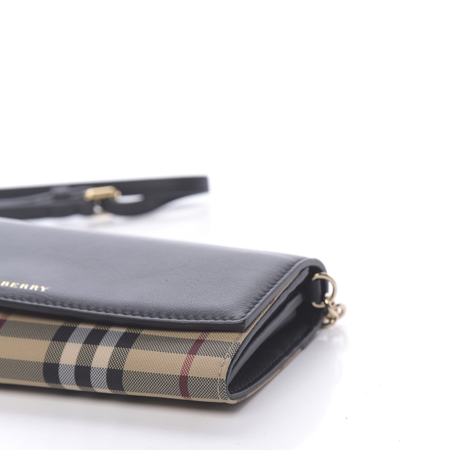 Burberry Calfskin House Check Henley Wallet On Chain Black 10 of 11
