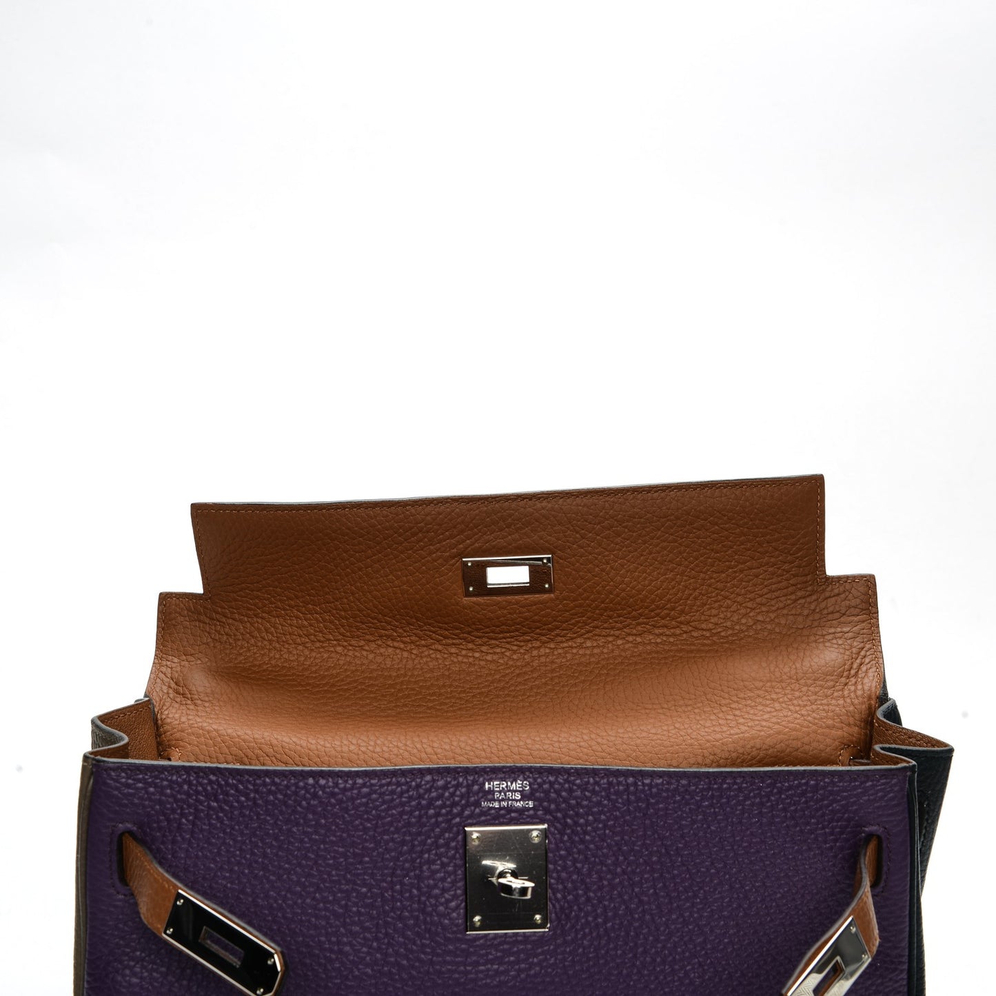 Taurillon Clemence Arlequin Kelly Retourne 32 Ultraviolet Etain