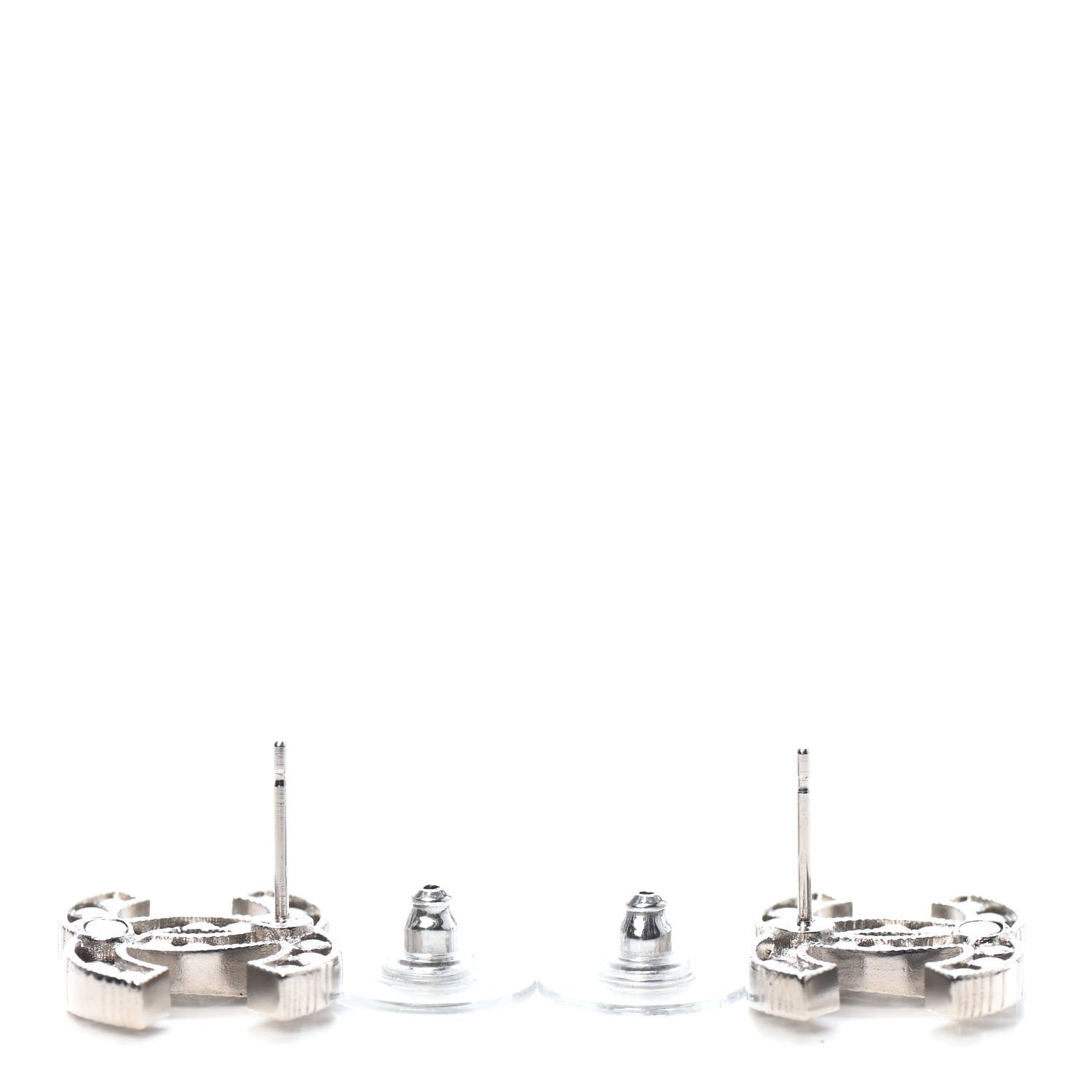 Chanel Crystal CC Earrings Silver 3 of 4