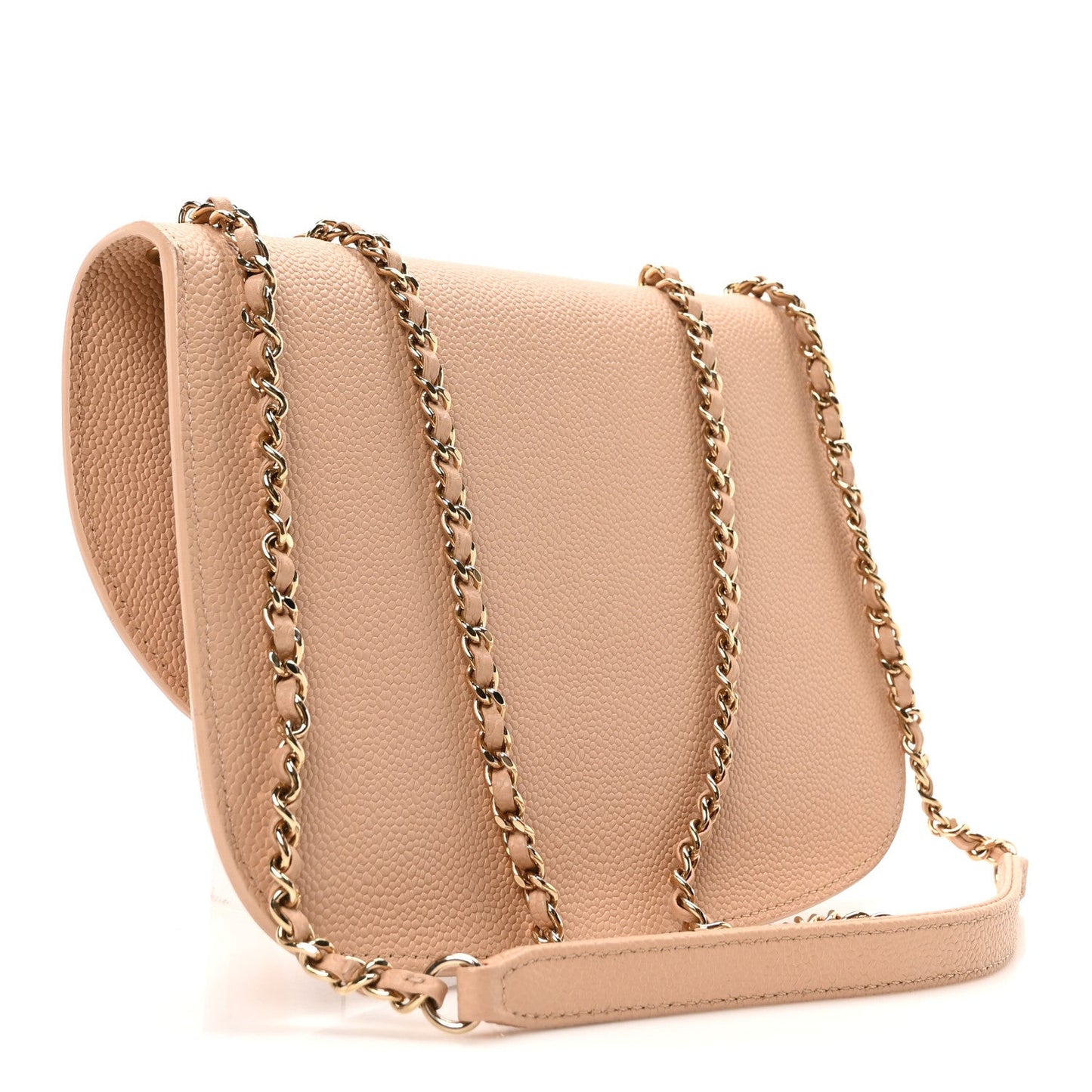 Caviar Mini Chain Flap Bag Beige