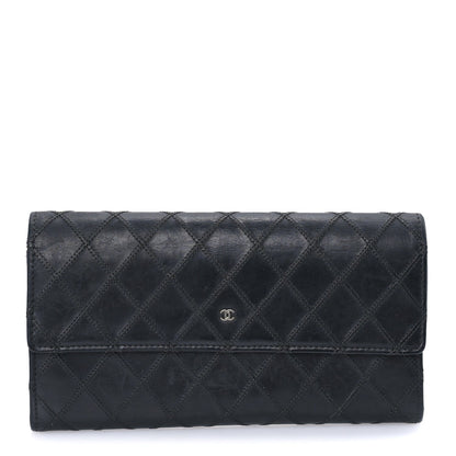 Chanel Calfskin Diamond Stitch Large Gusset Flap Wallet  Black 1 of 7