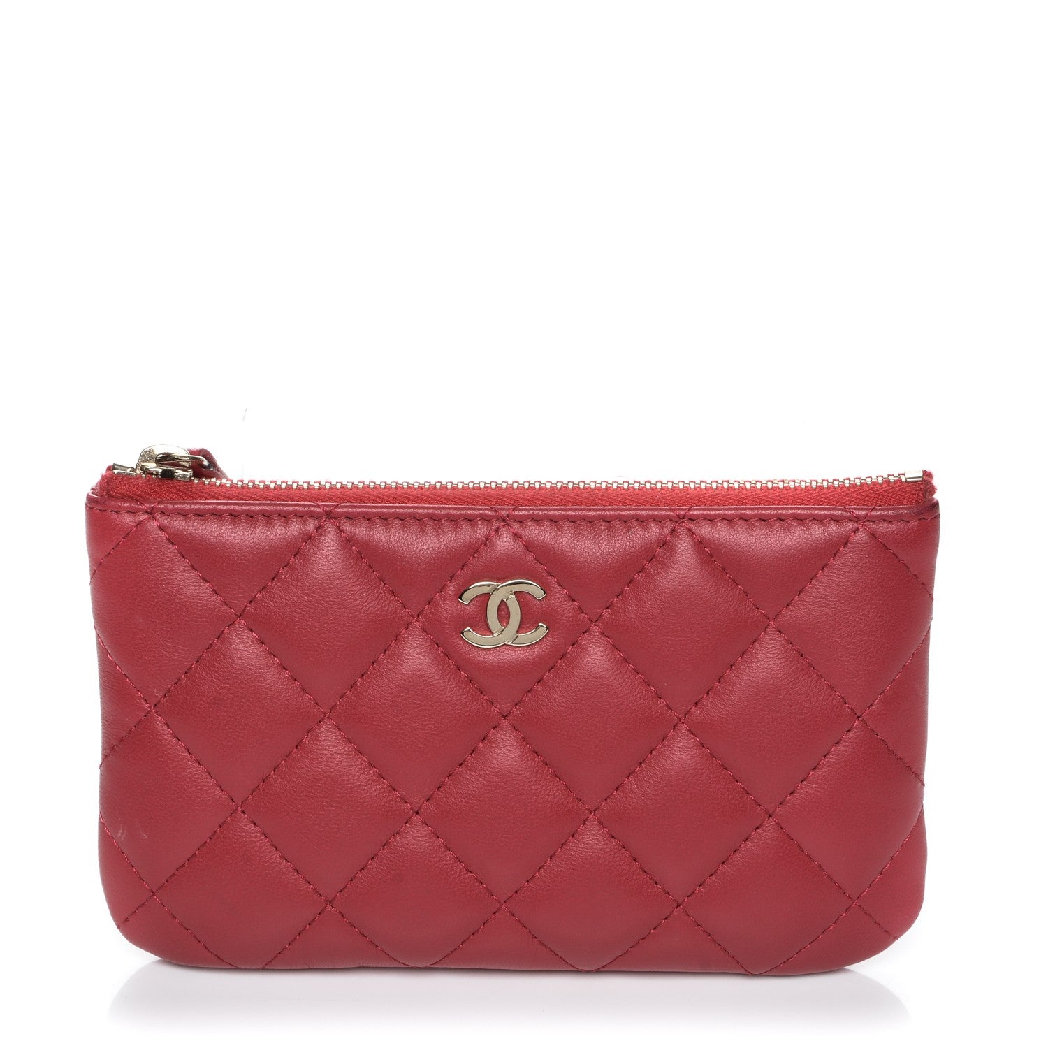 Chanel Lambskin Quilted Small Cosmetic Case Dark Pink 1 of 7