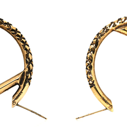 Fendi Metal FF Hoop Earrings Gold 3 of 5
