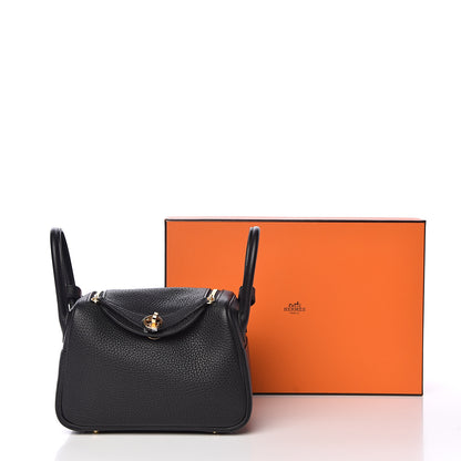 Hermes Taurillon Clemence Mini Lindy 20 Black 11 of 11