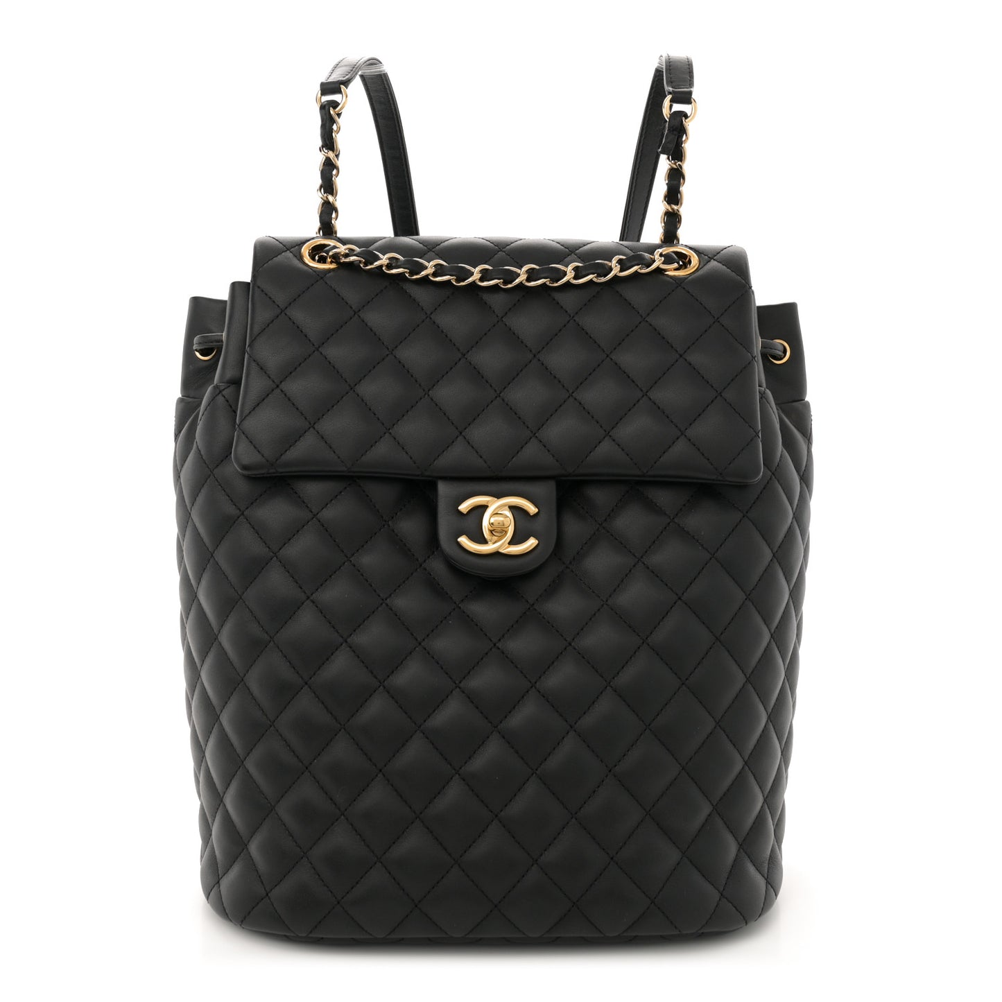 Lambskin Quilted Large Urban Spirit Backpack Black