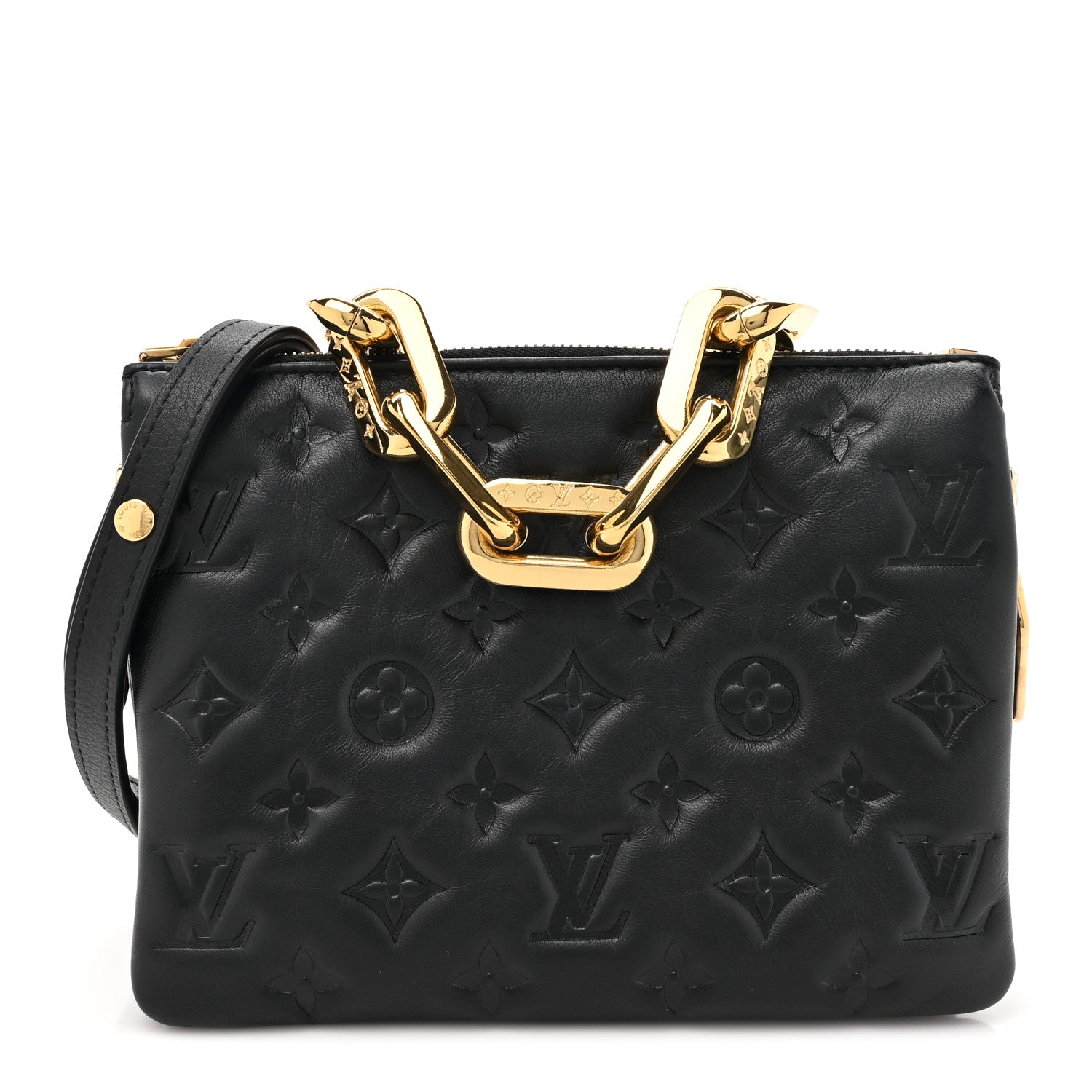 Louis Vuitton Lambskin Embossed Monogram Coussin BB Black 1 of 12
