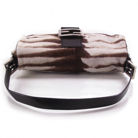 Calf Hair Zebra Print Baguette Handbag Bag