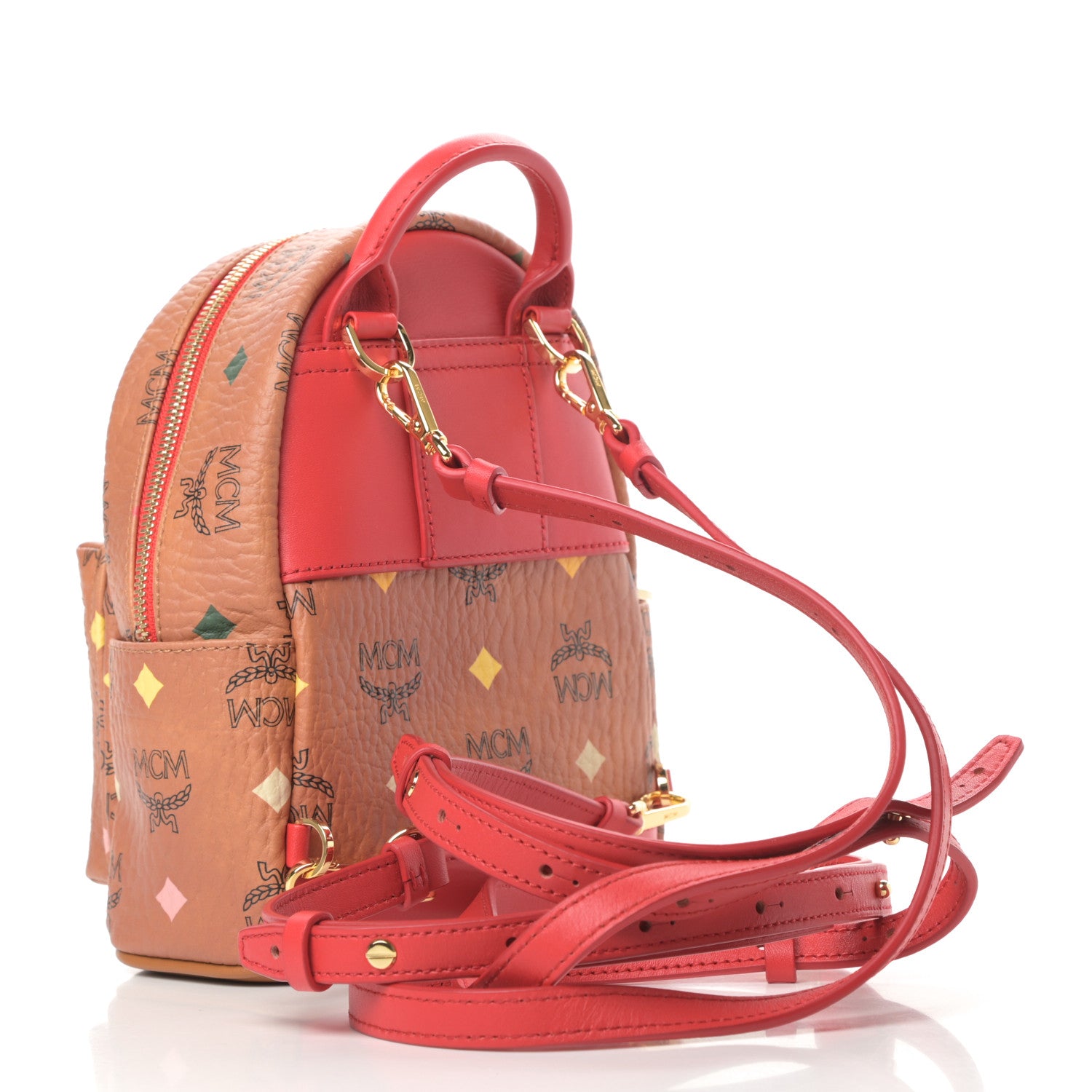 MCM Skyoptic Visetos X-Mini Stark Bebe Boo Backpack Cognac 3 of 13