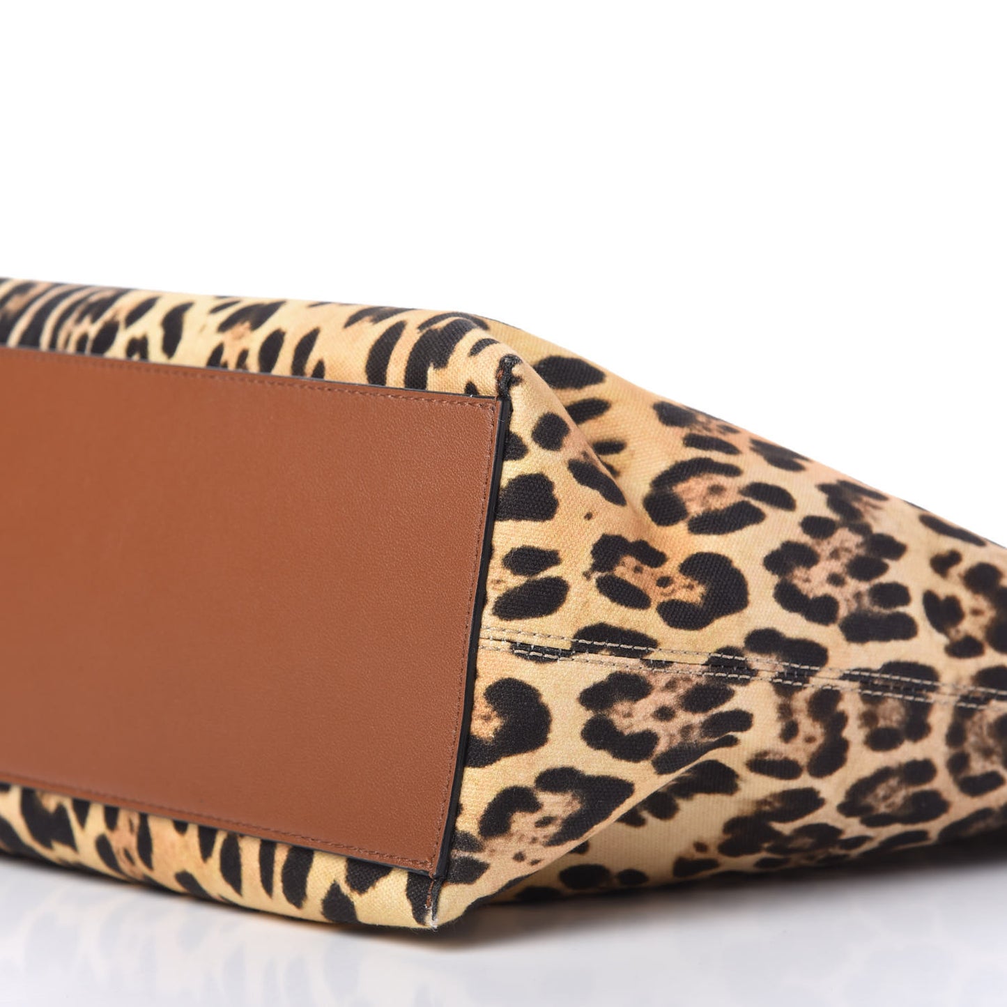 Canvas Nappa Leopard Print Rockstud Tote Brown