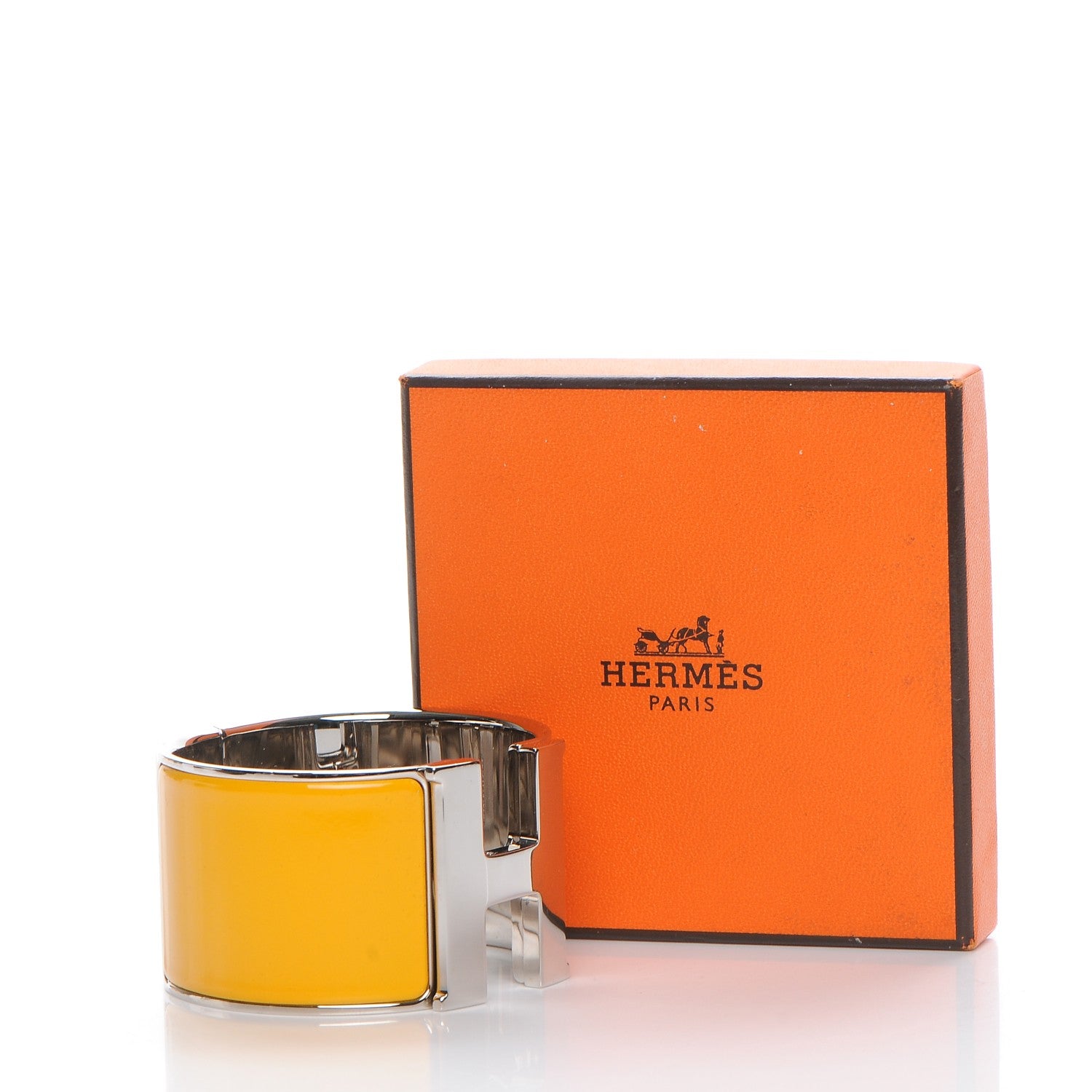 Hermes Enamel Extra Wide Clic Clac H Bracelet PM Jaune Soleil 5 of 5