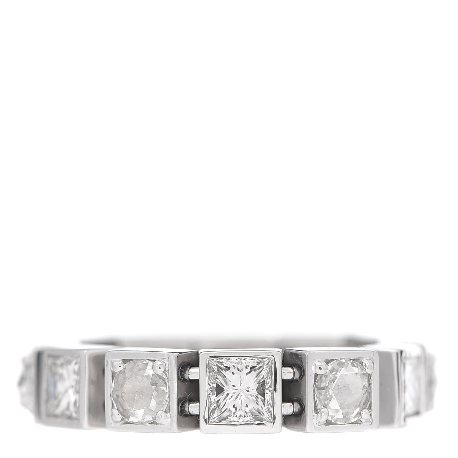 Tiffany 18K White Gold Diamond T Line Band Ring 49 5 3 of 6