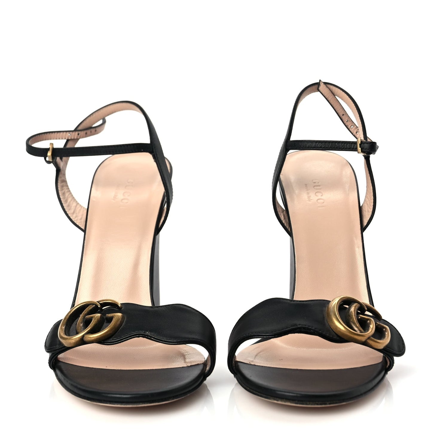 Lifford Calfskin GG Marmont Ankle Wrap 105mm Sandals Black